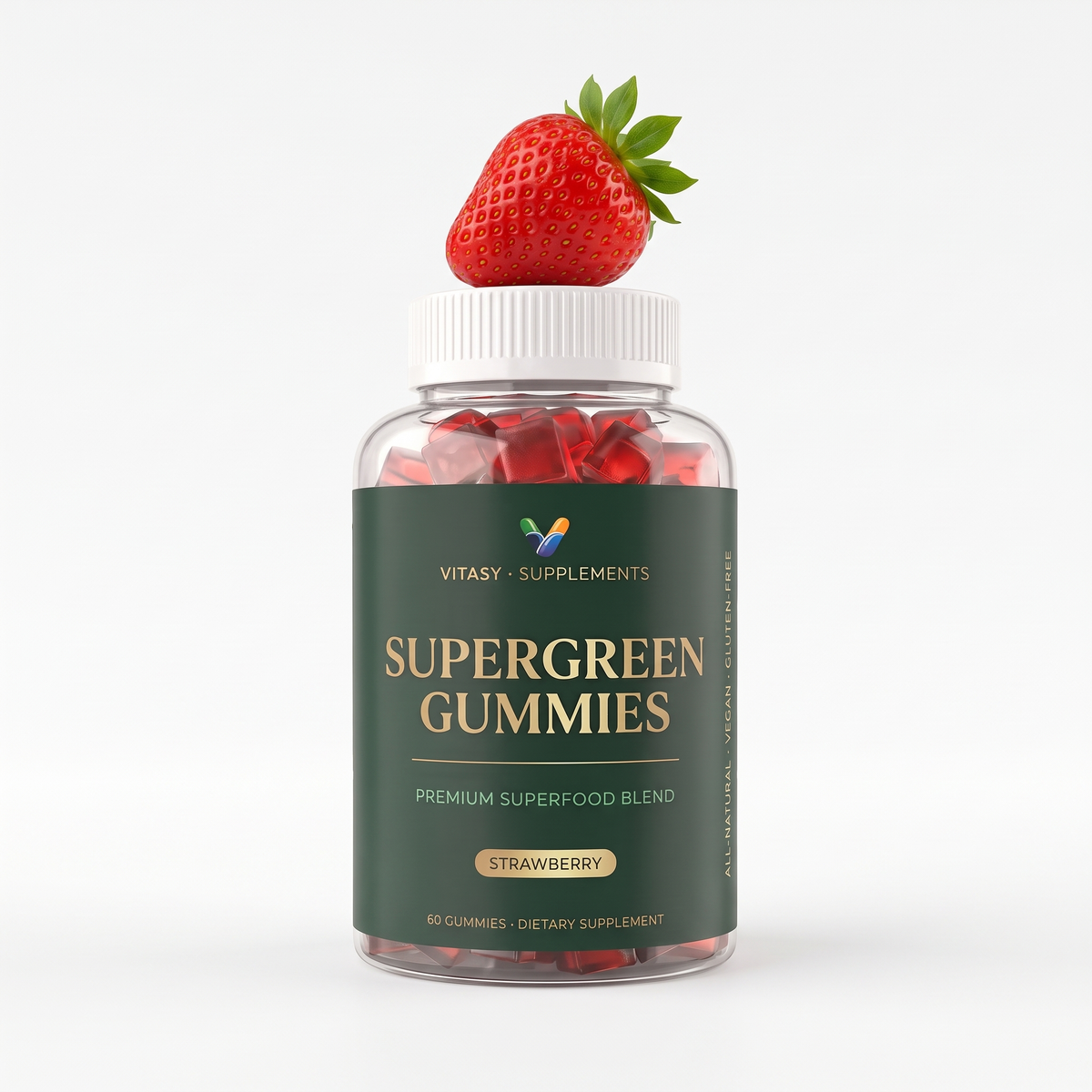 Supergreen Gummies v9 — Lifestyle Strawberry On Lid