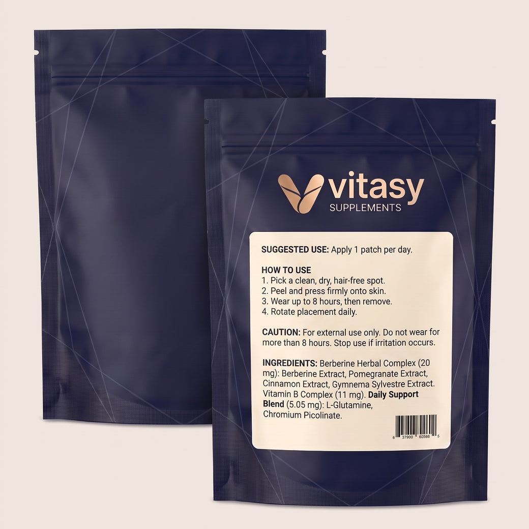 Back of the Vitasy Berberine Patches pouch