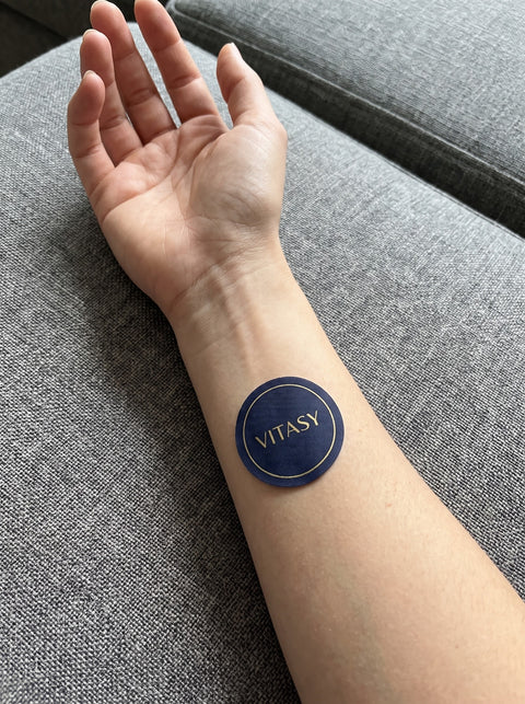 Vitasy patch on the inner wrist