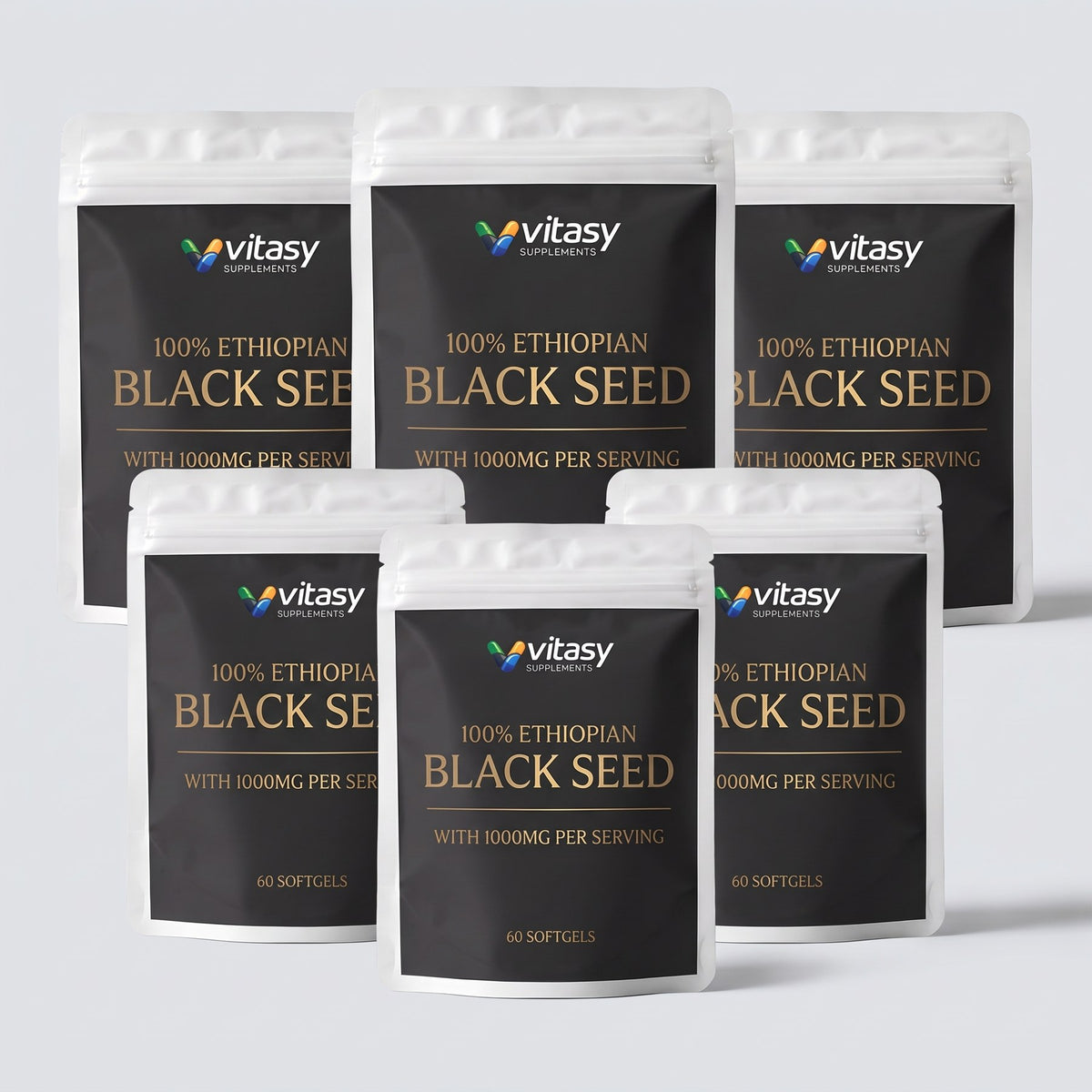 Six Vitasy Ethiopian Black Seed pouches