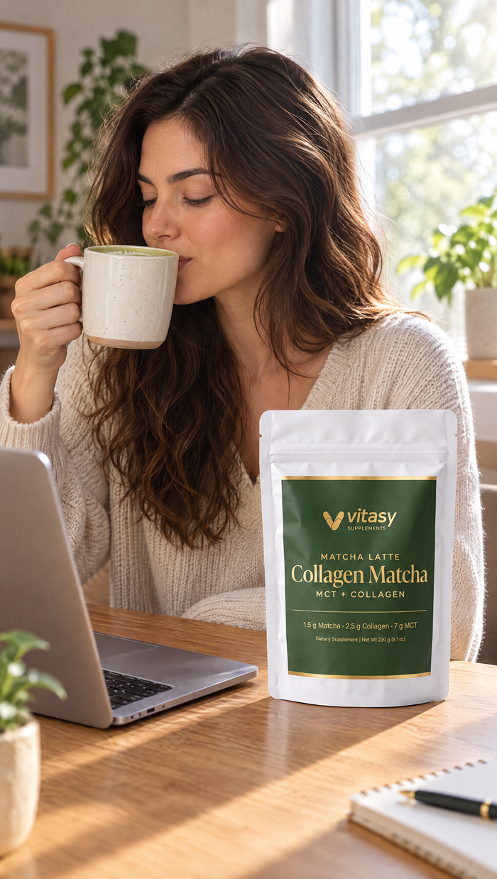 Collagen Matcha latte moment at home