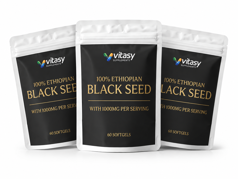 Three pouches of Vitasy Ethiopian Black Seed
