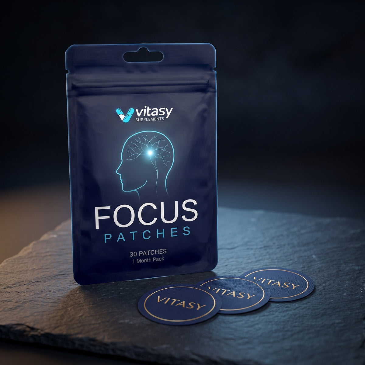 Vitasy Focus Patches pouch and patches