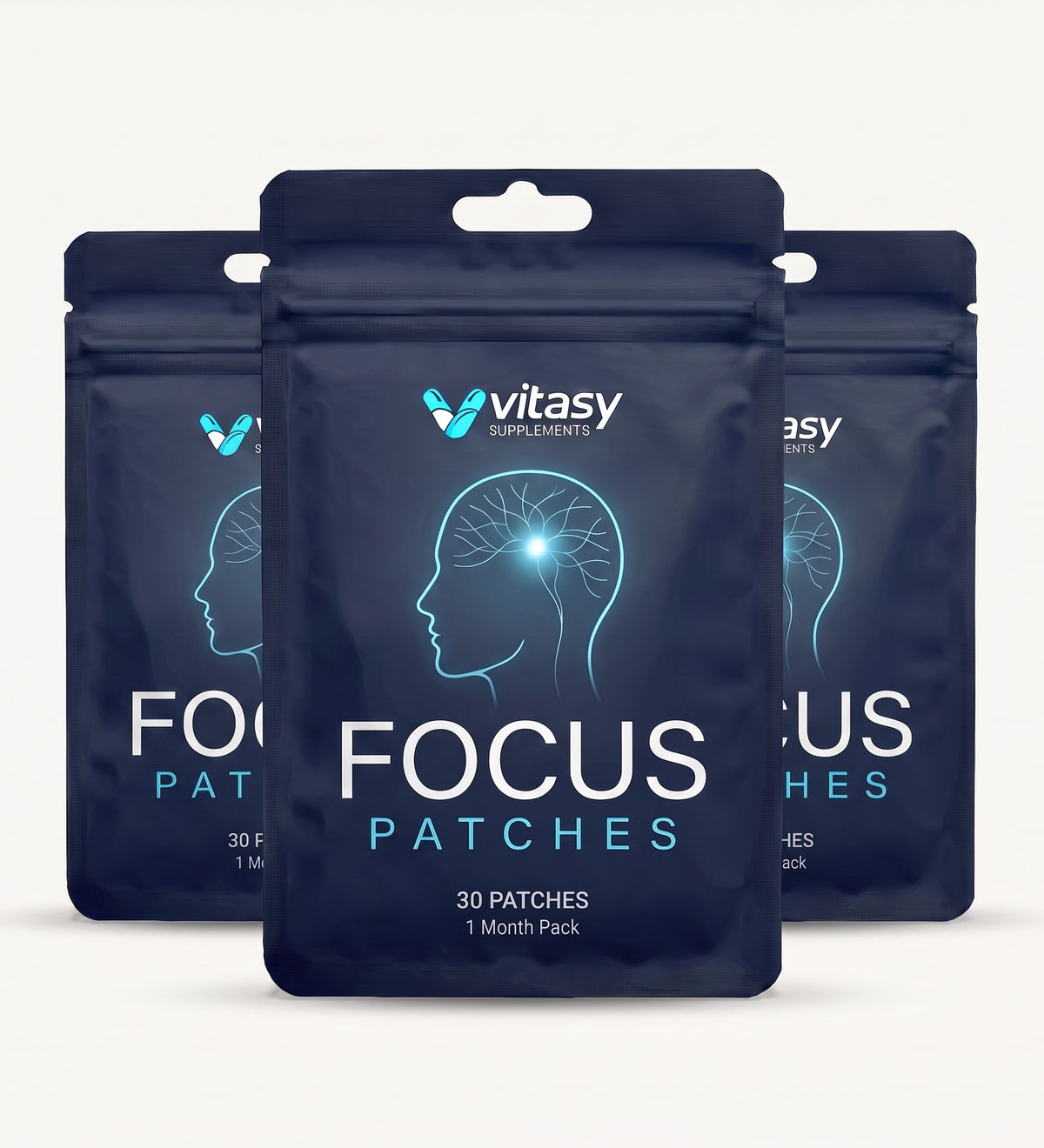 Three pouches of Vitasy Focus Patches