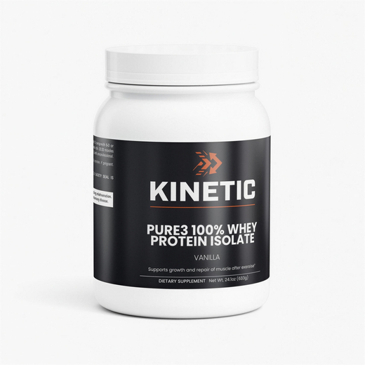 Pure3 100% Whey Protein Isolate (Vanilla) - Muscle Recovery Support - 19g Protein Per Serving Powder - 24.1 oz (683 g)