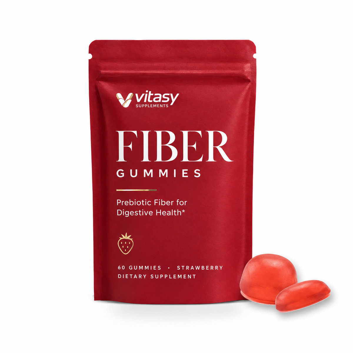 Fiber Gummies for Daily Gut Support and a Fuller Feeling - 6g Soluble Fiber Per Serving - 60 Gummies, 30 Servings