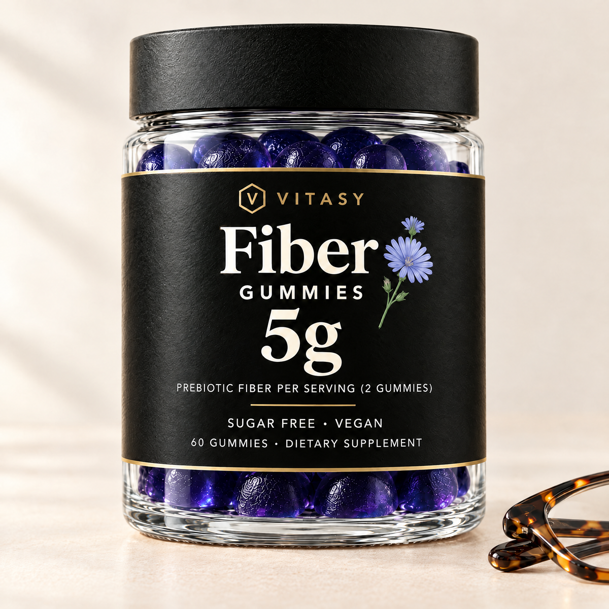 Vitasy Fiber Gummies jar, Blueberry flavor