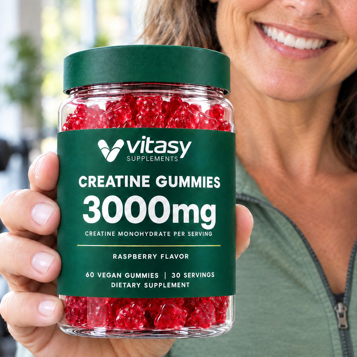 Vitasy Creatine Gummies jar, Raspberry flavor
