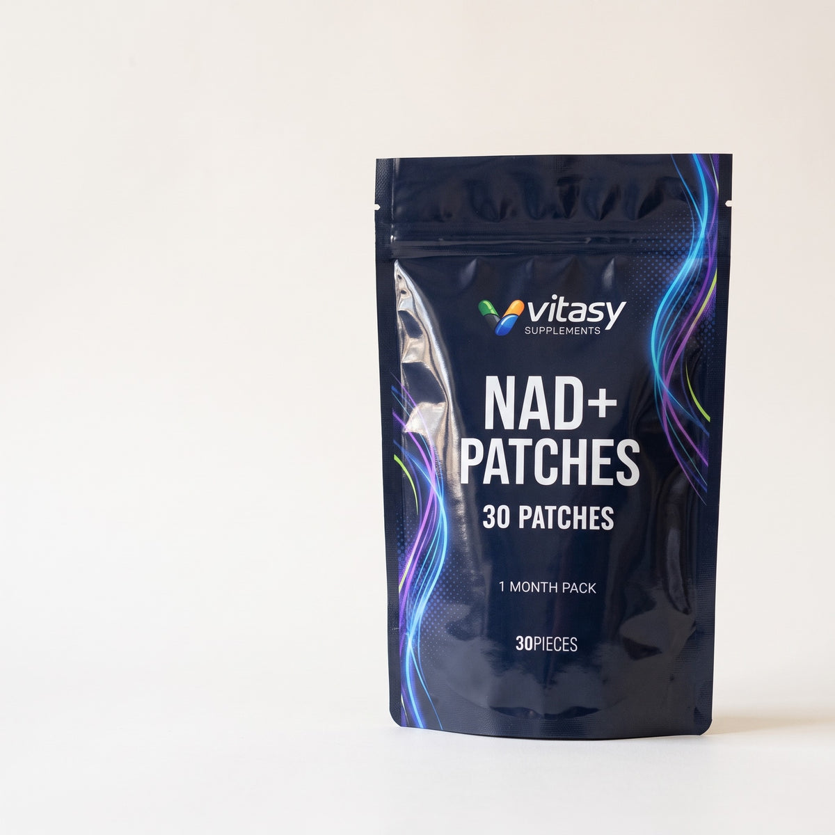 Vitasy NAD+ Patches pouch on a light background