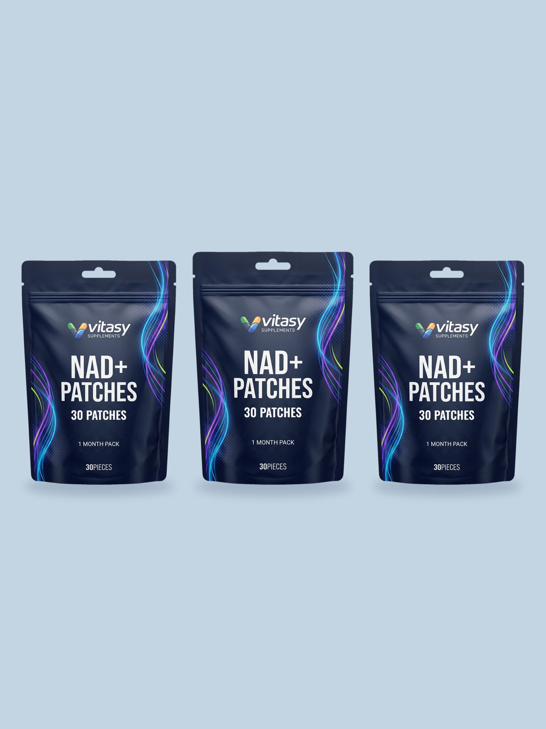 Three pouches of Vitasy NAD+ Patches