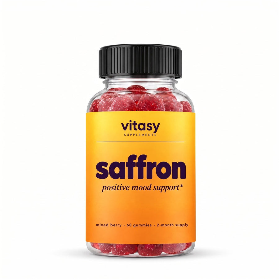 Vitasy Saffron Gummies bottle, mixed berry, 60 gummies