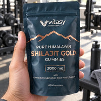 Pouch of Vitasy Shilajit Gummies at the gym