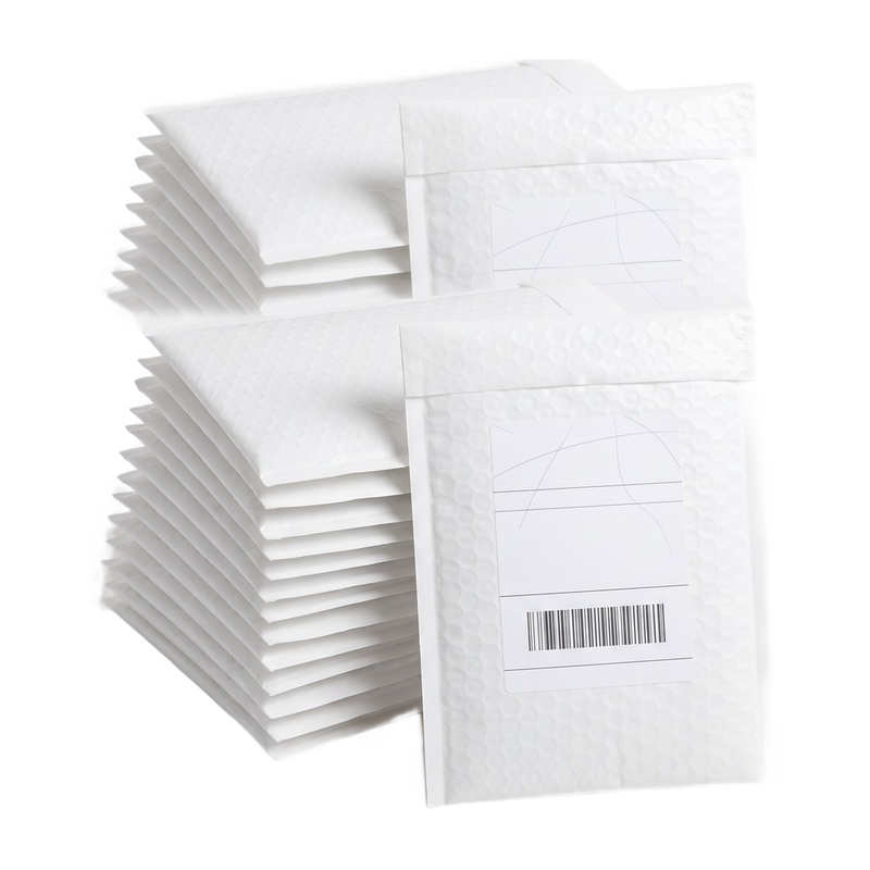 Stack of white padded mailers