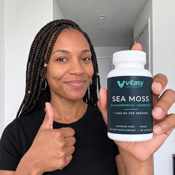 People holding Sea Moss Capsules at home and on the go