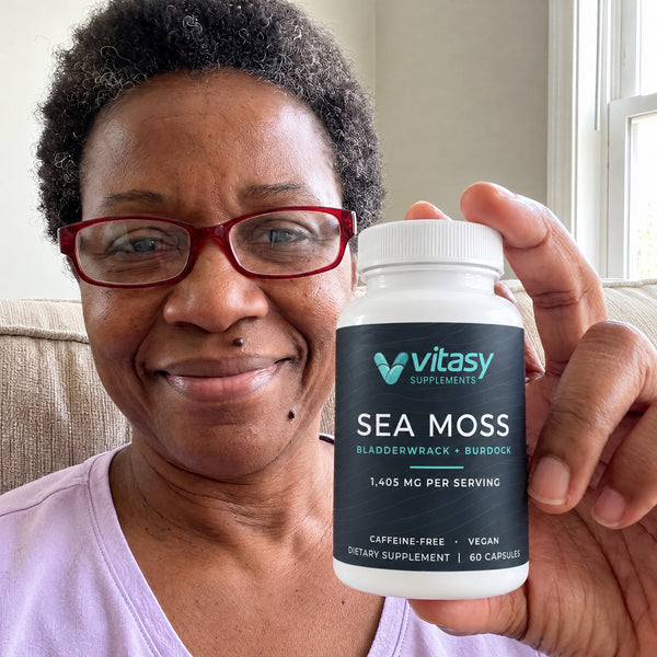 People holding Sea Moss Capsules at home and on the go