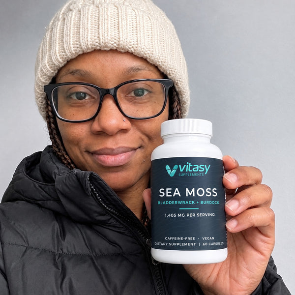 People holding Sea Moss Capsules at home and on the go