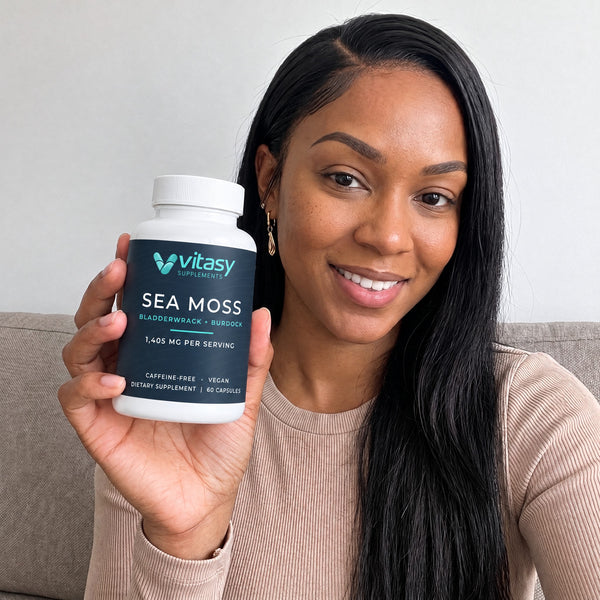 People holding Sea Moss Capsules at home and on the go