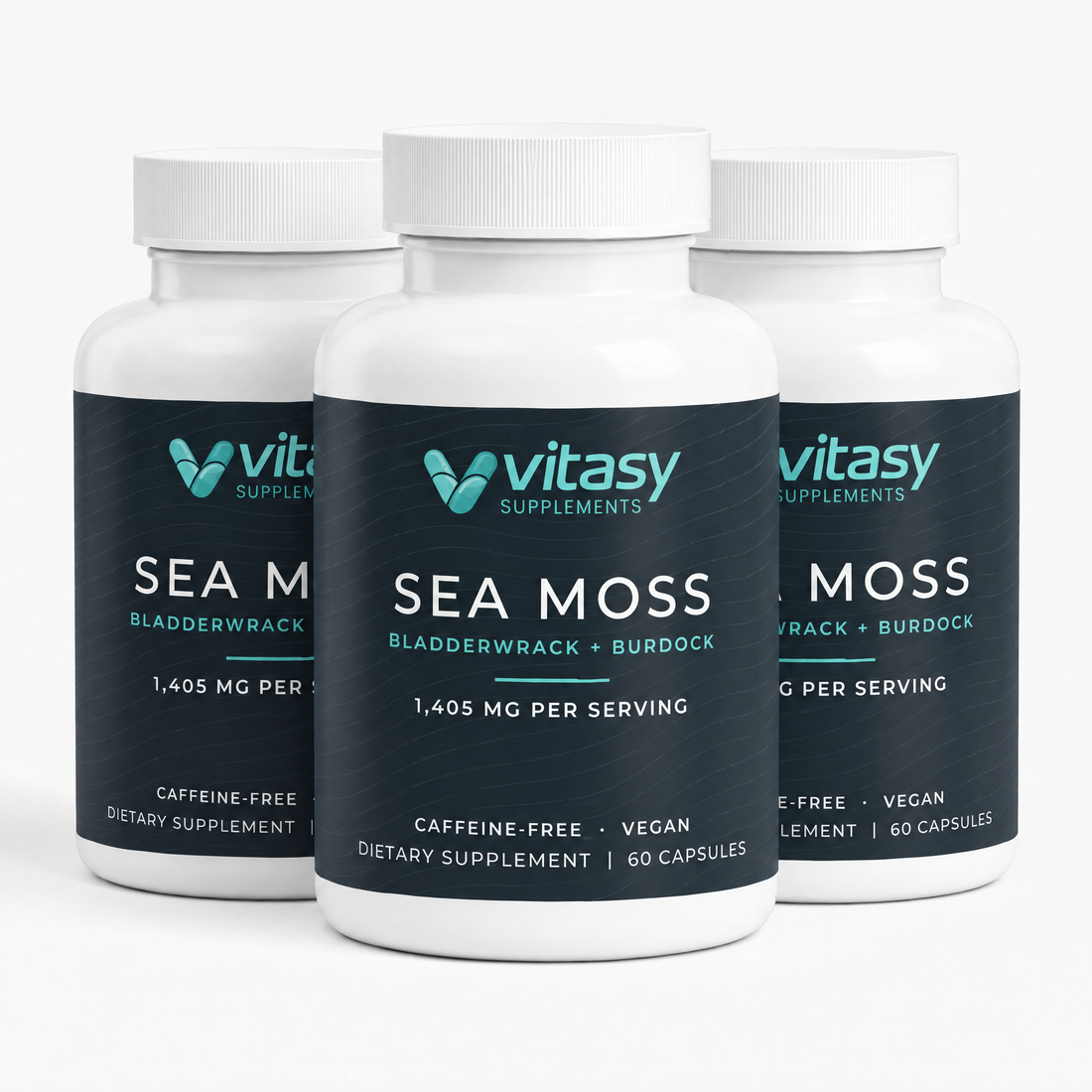 Three bottles of Sea Moss Capsules, 3 month supply