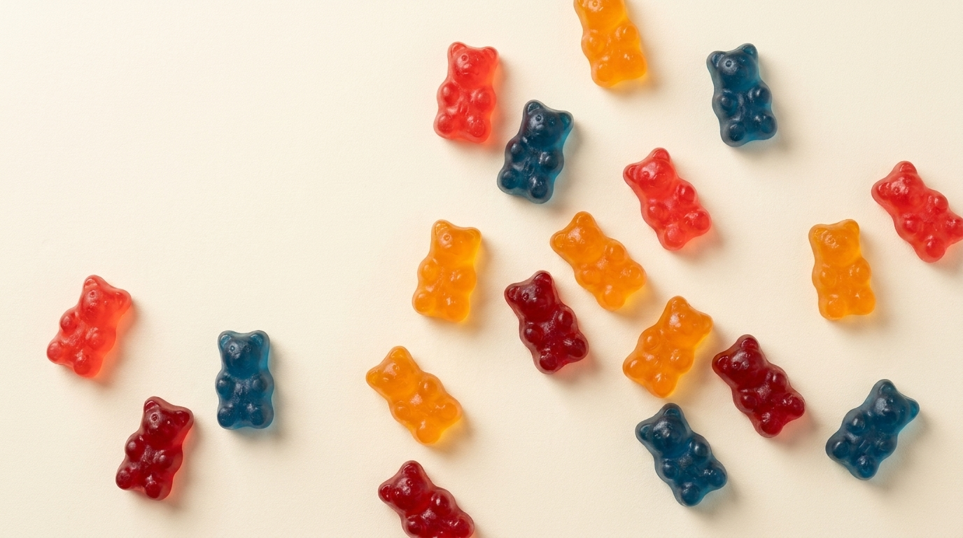 Assorted fruit-flavored bear gummies