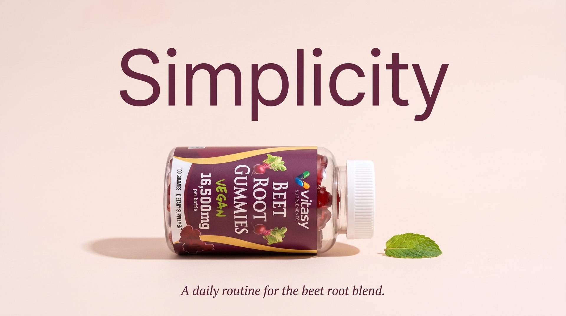 Beet Root Gummies - A Simple Chewable Daily Routine - Beet Root, Apple Cider Vinegar and Pomegranate with Folate & B12