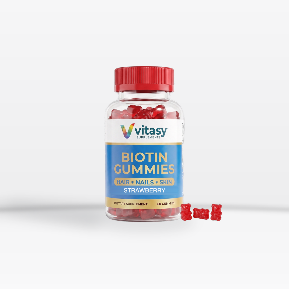 Biotin Gummies v3 - Gallery Image 1 - Single-bottle Strawberry hero
