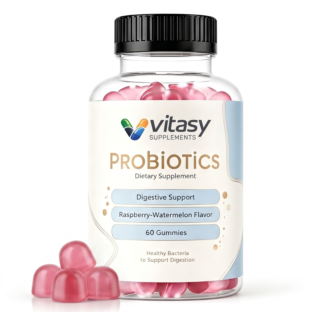 Probiotic Gummies - Fruit-Forward Daily Digestive Support - 2 Gummies Per Serving - 30 Servings, Raspberry Watermelon