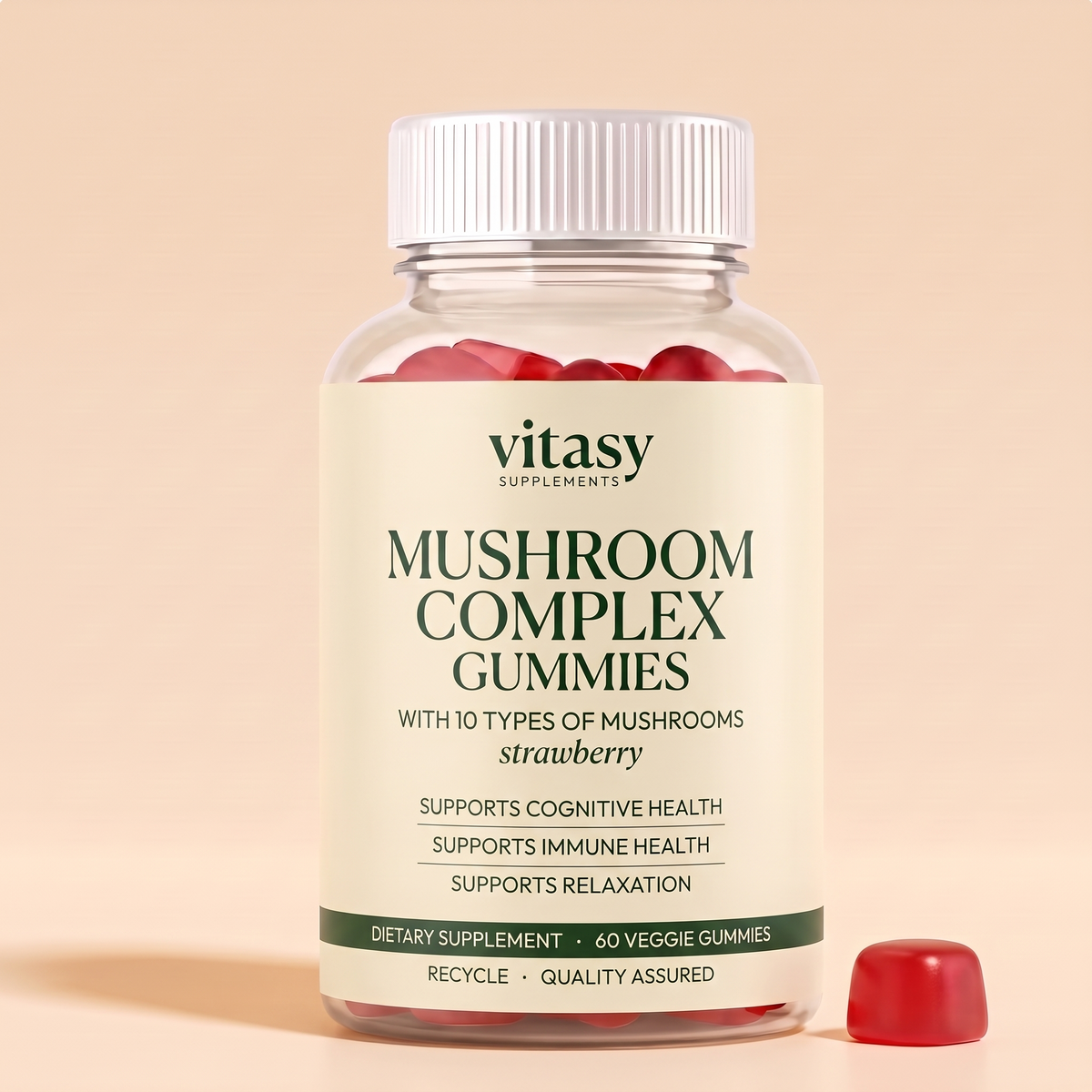 Mushroom Gummies v8 Strawberry Vitasy packshot