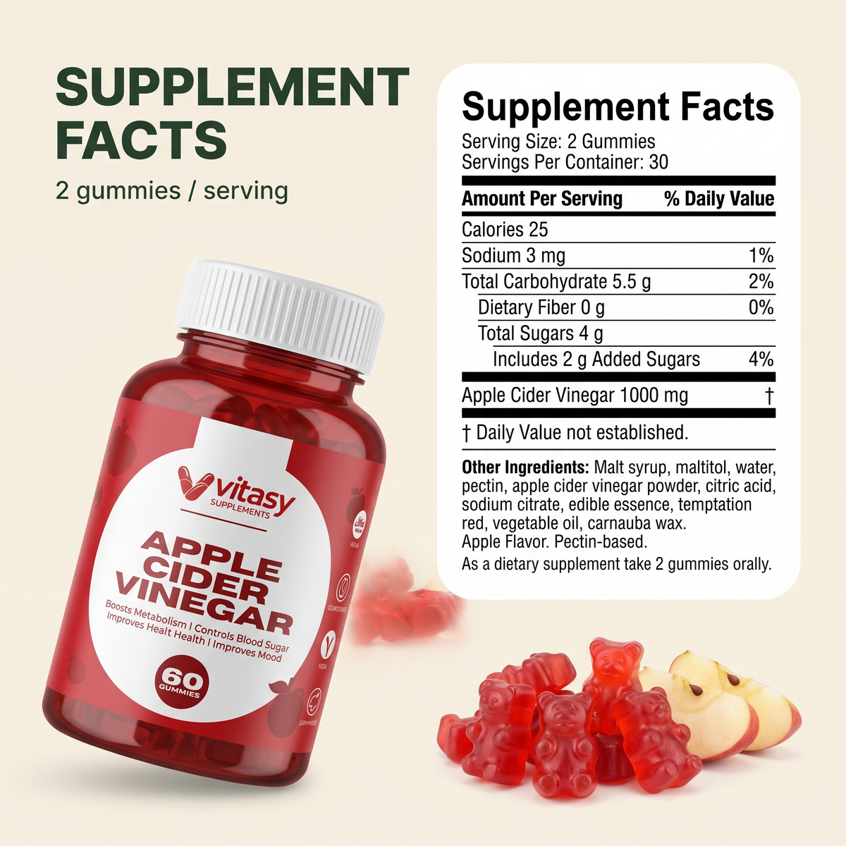 Apple cider vinegar Gummies v1 - Supplement Facts