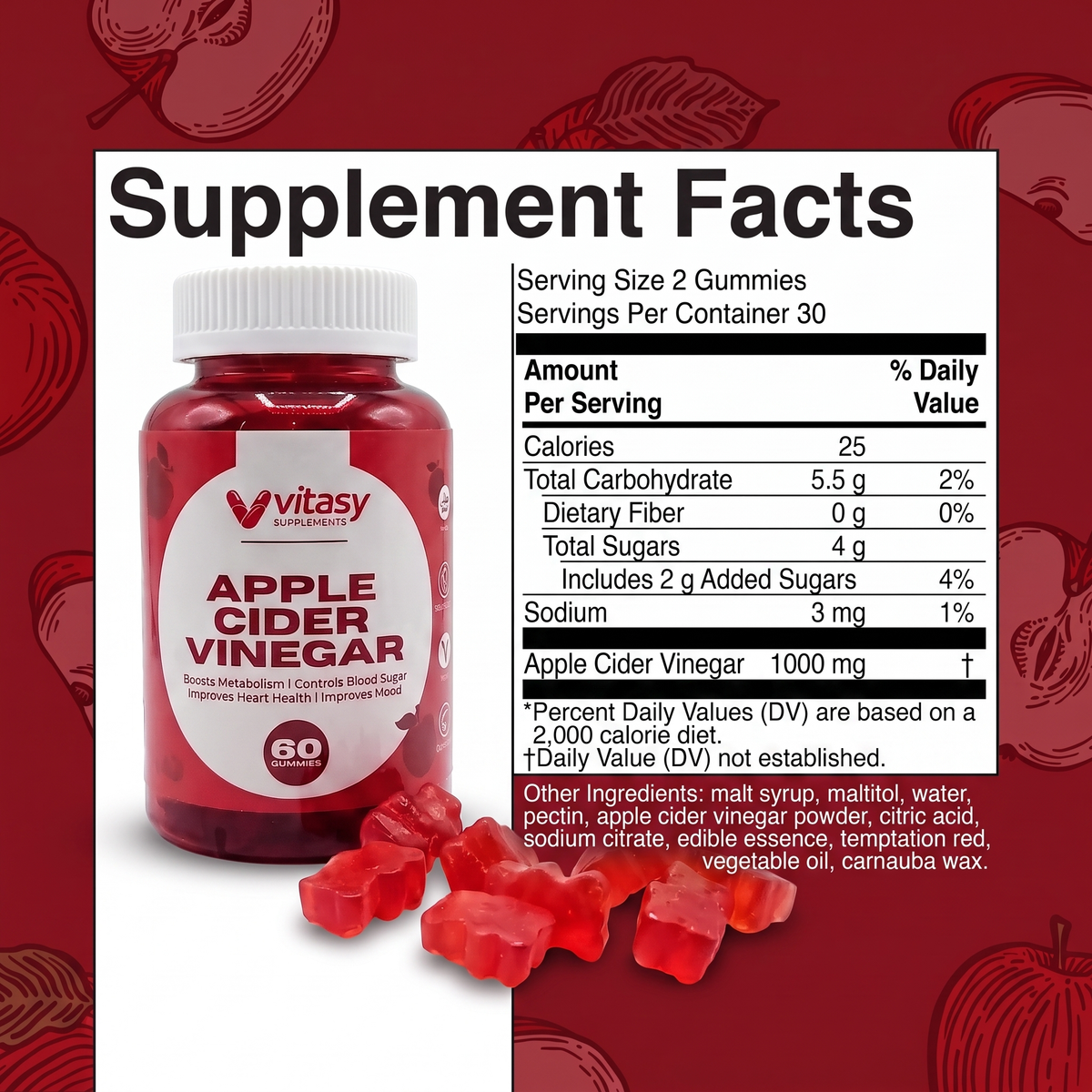 Apple cider vinegar Gummies v2 - Supplement Facts