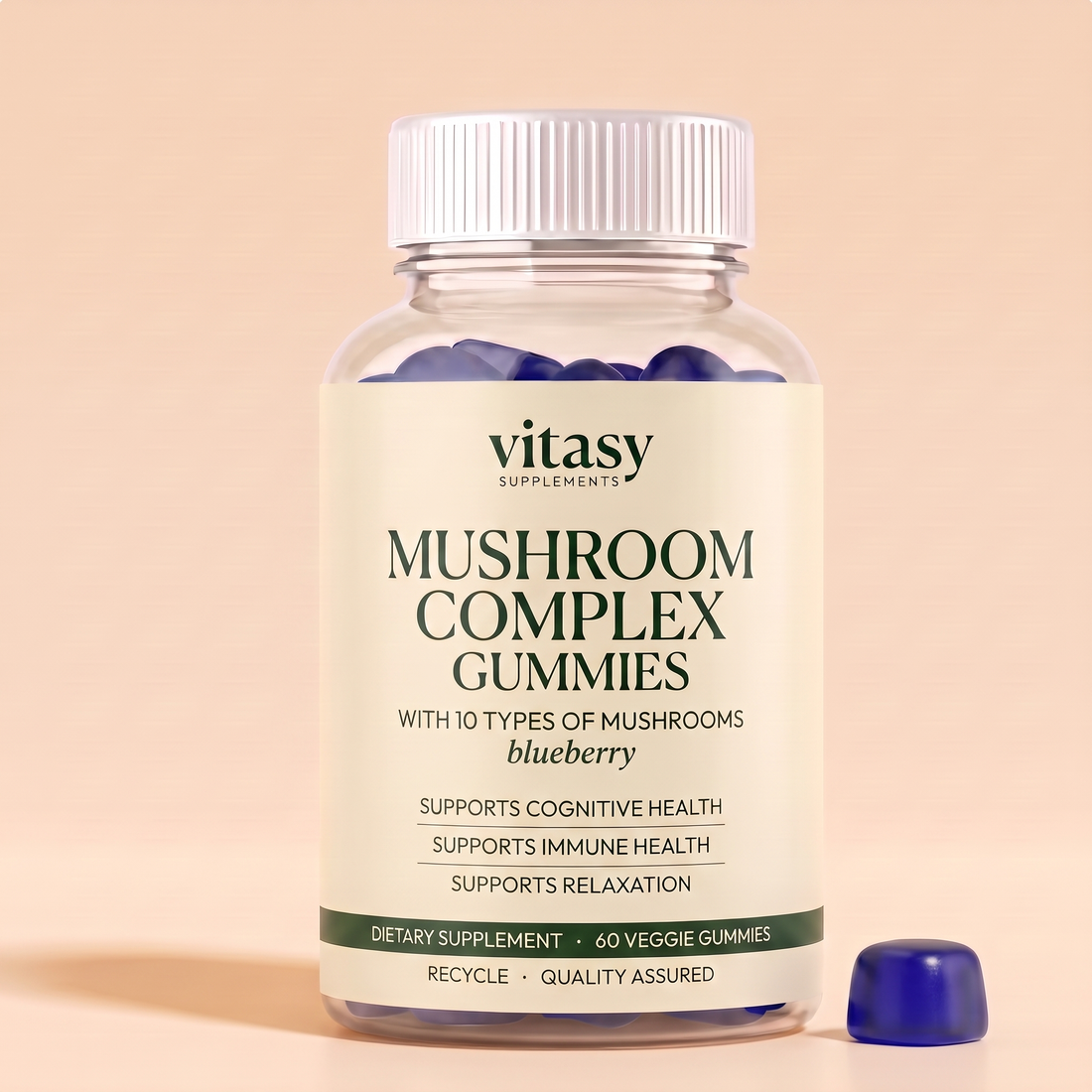 Mushroom Gummies v8 Blueberry Vitasy packshot