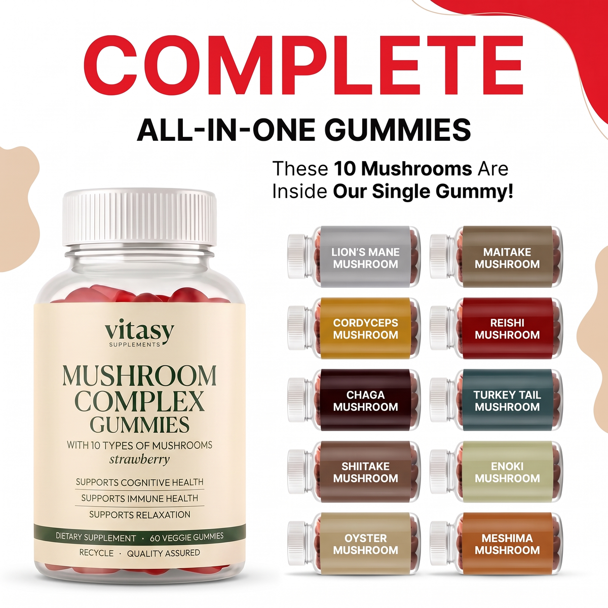 Mushroom Gummies v8 - Complete all-in-one 10-mushroom blend grid