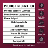 Beet Root Gummies Without the Sour Shot - Chewable Beet Root, Apple Cider Vinegar & Pomegranate with Folate & B12 image 7