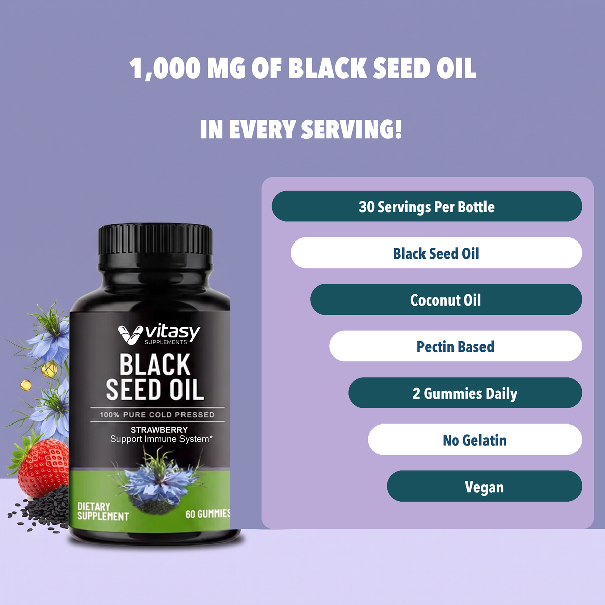 Black Seed Oil Gummies v1 - Ingredients and attributes