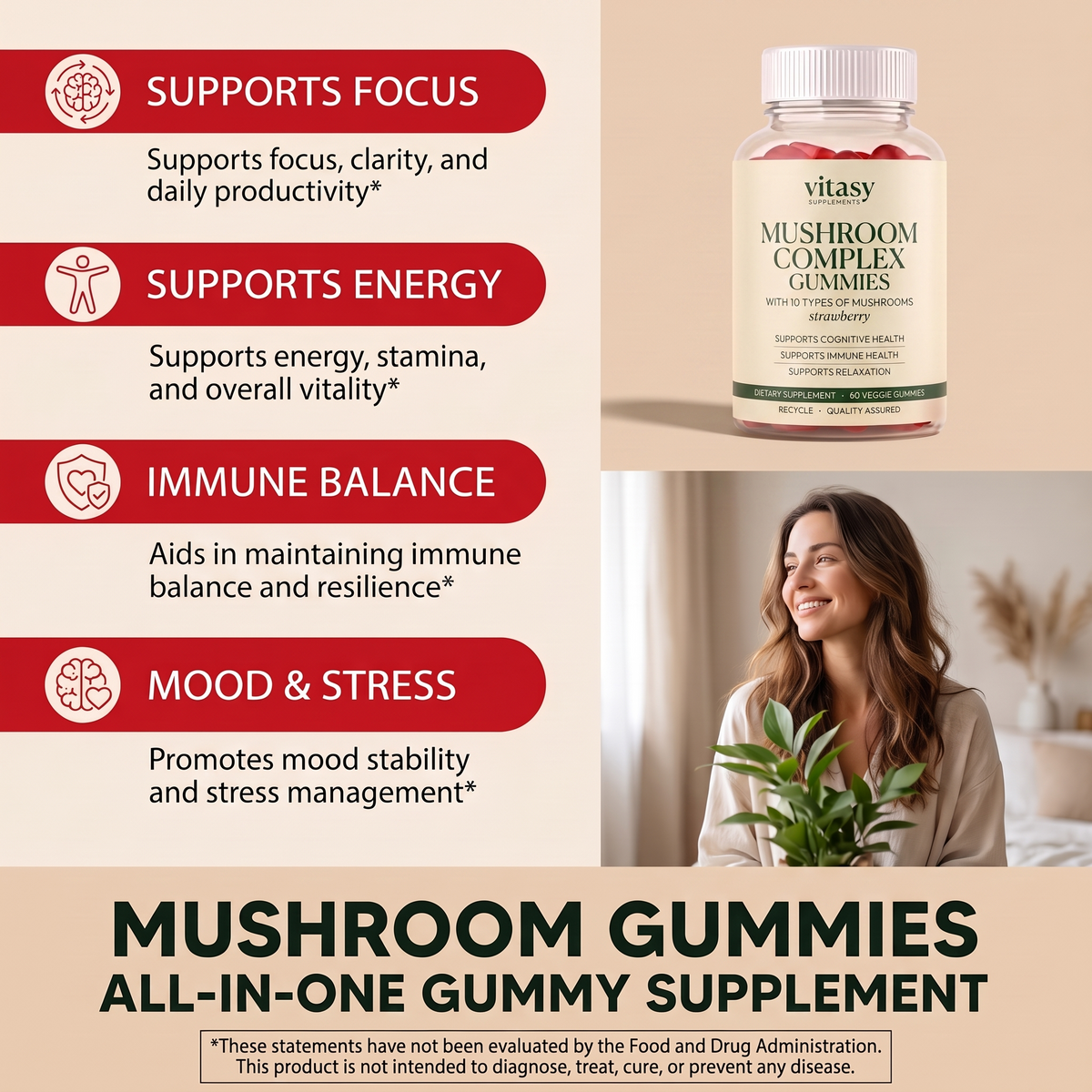 Mushroom Gummies v8 - 4 daily benefits with lifestyle