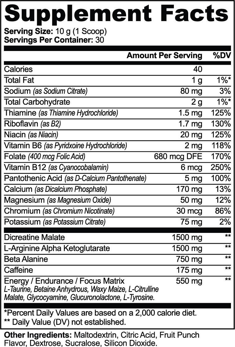 Nitric Shock Pre-Workout Powder (Fruit Punch) - Energy & Pump Support - 23 Advanced Nutrients - 30 Servings Gluten Free