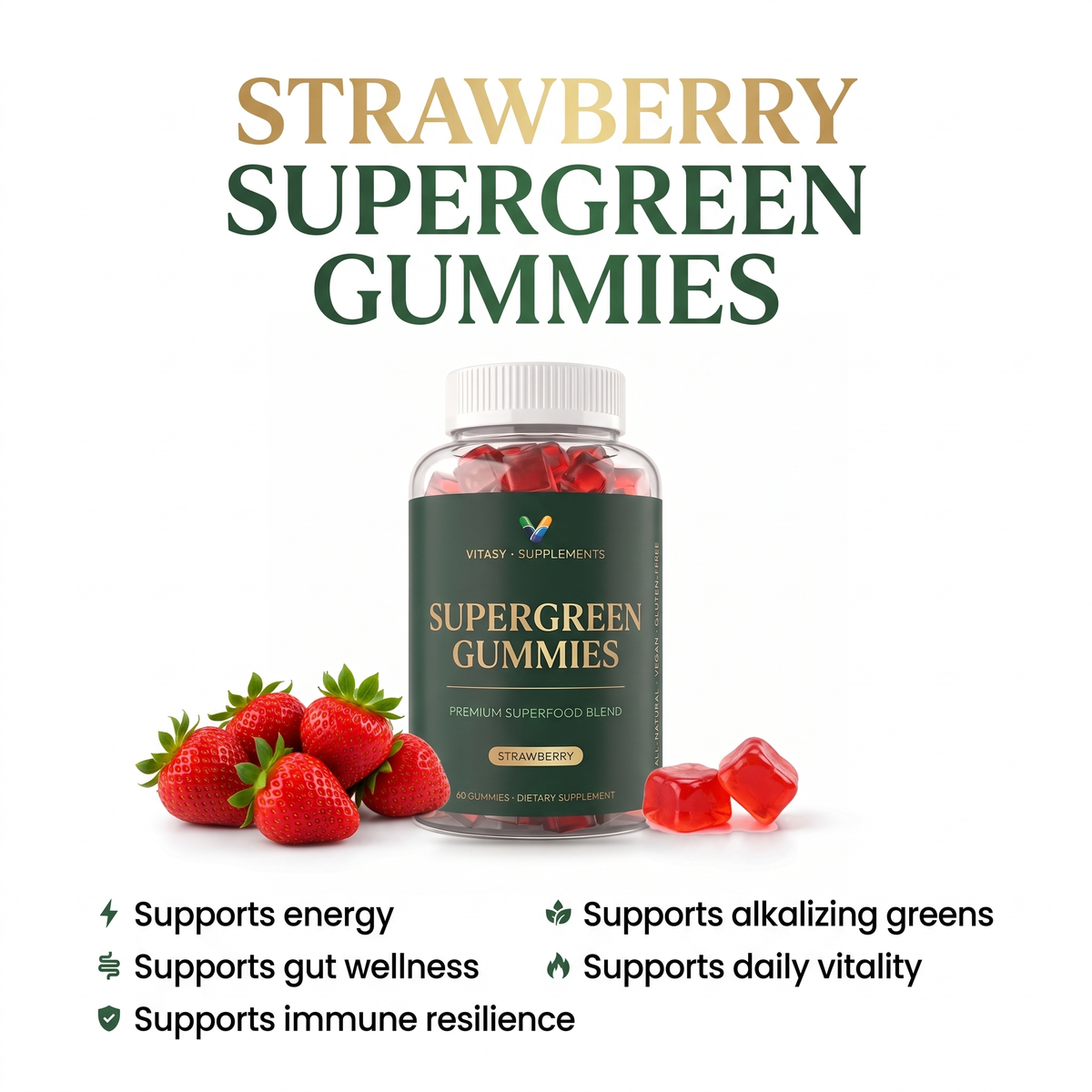 Supergreen Gummies v9 — Strawberry SuperGreen Gummies Hero