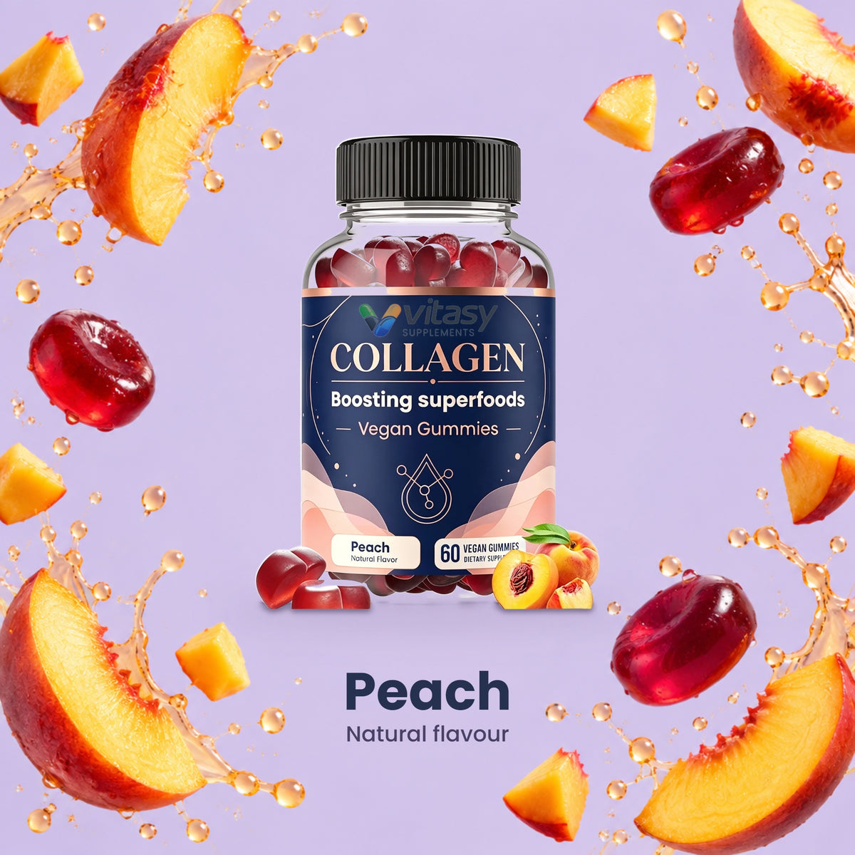 Peach natural flavour - Vitasy Collagen Gummies