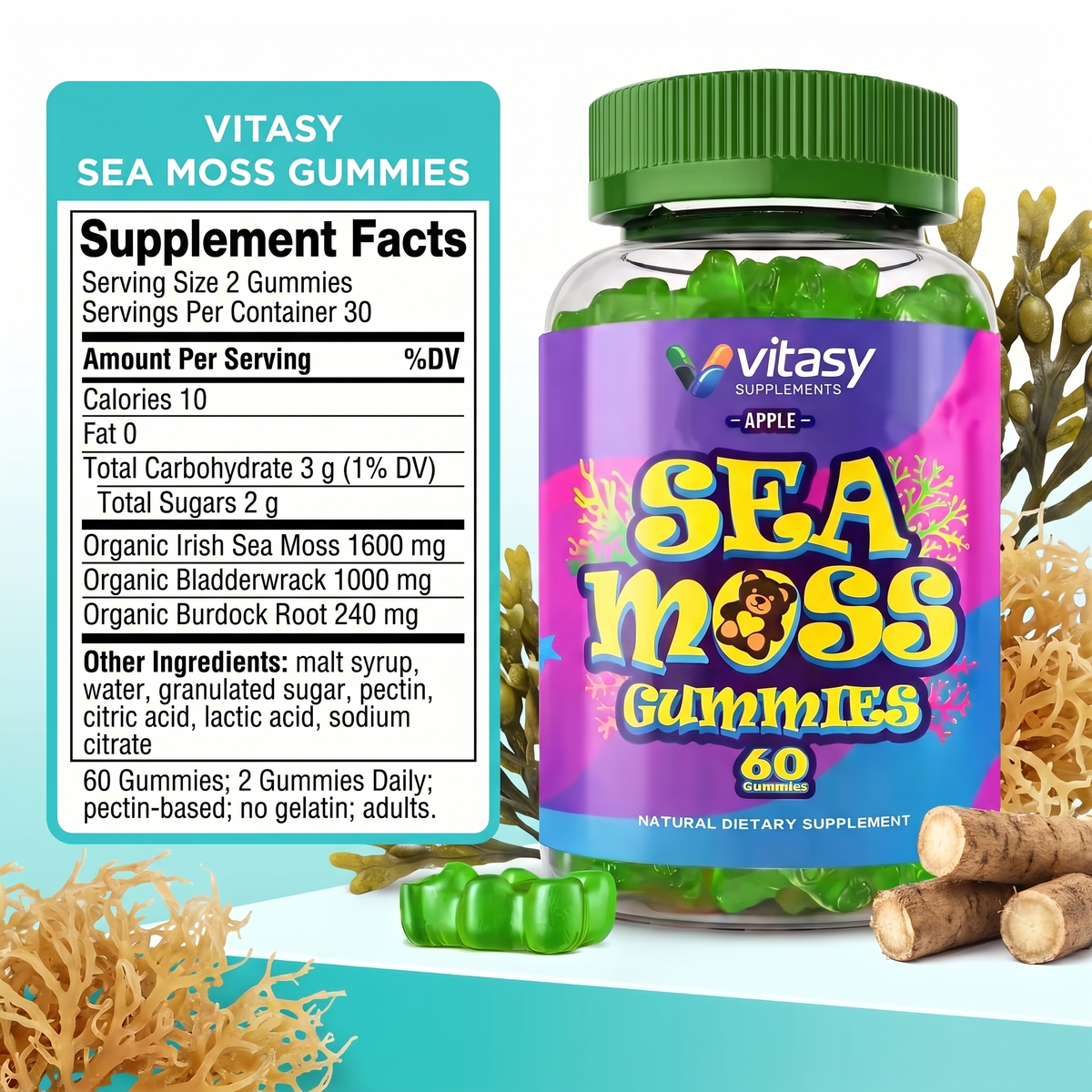 Sea Moss Gummies v4 - 12 Facts And Bottle