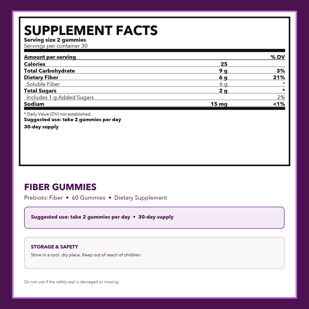 Fiber Gummies v3.2 - Supplement Facts