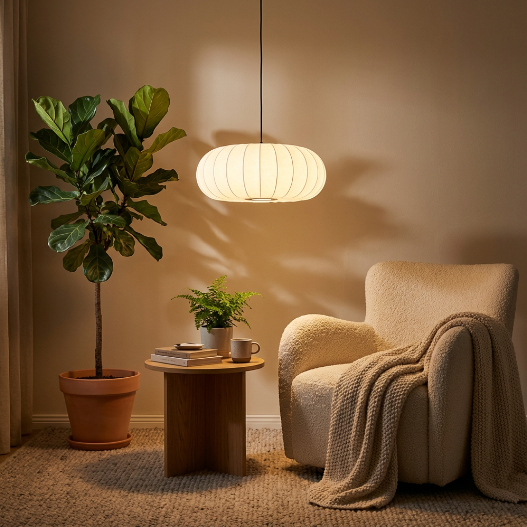 Pendant Light | Ribbed Oval Design