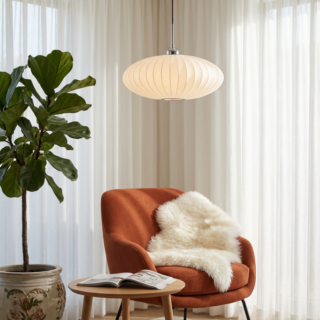 Pendant Light | Ribbed Oval Design