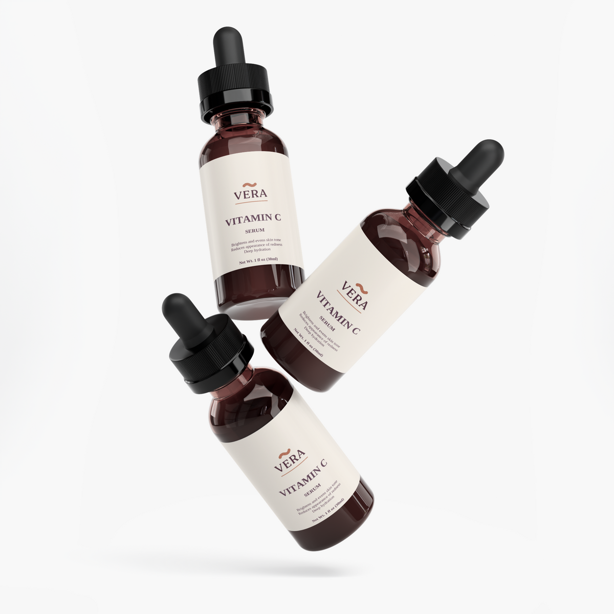 Vitasy VERA Vitamin C Serum for Face 1 fl oz 30ml - bottle and dropper, legacy angle