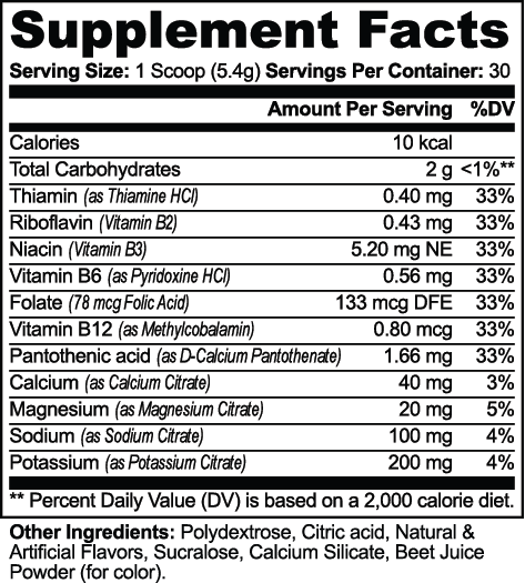KINETIC Hydration Powder Lychee supplement facts panel