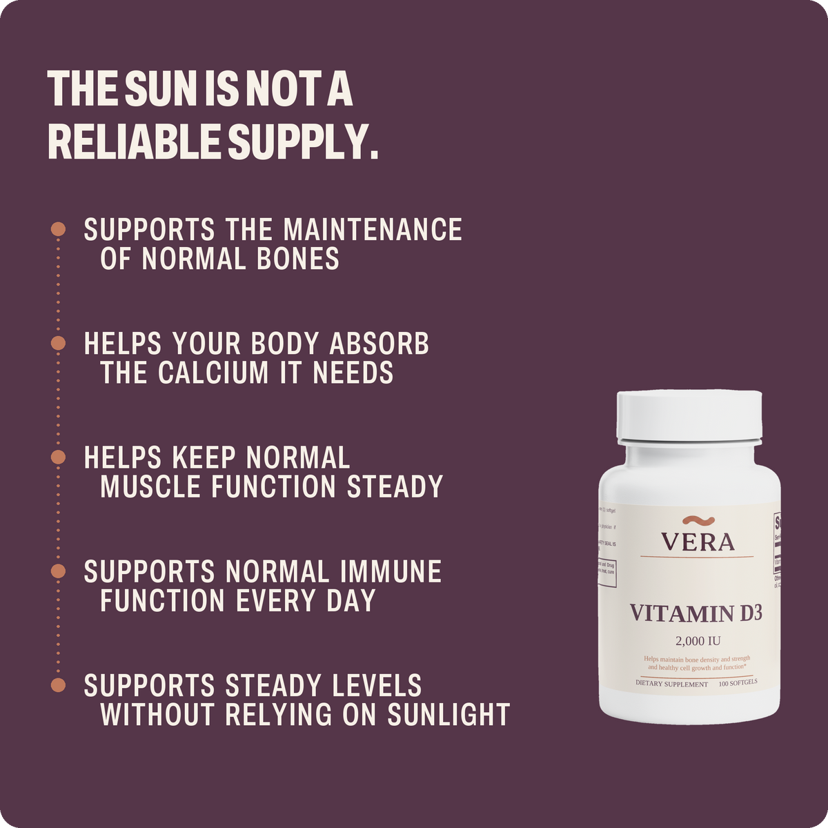 The sun is not a reliable supply - VERA Vitamin D3 2,000 IU benefits (v5)