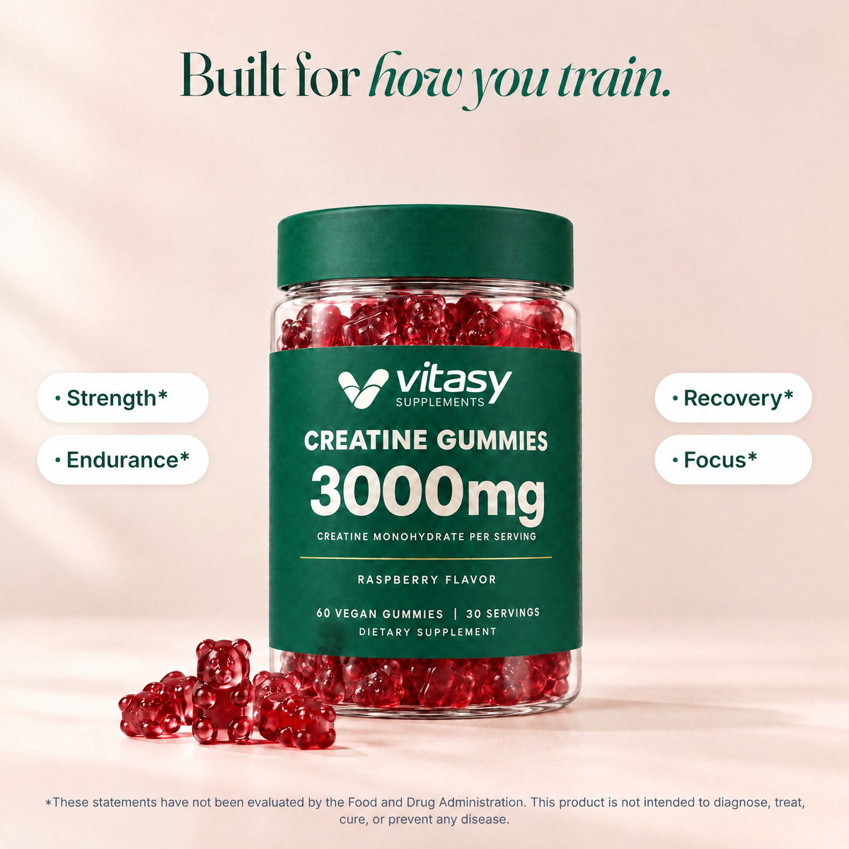 Vitasy Creatine Gummies: built for how you train, supports strength, endurance, recovery and focus