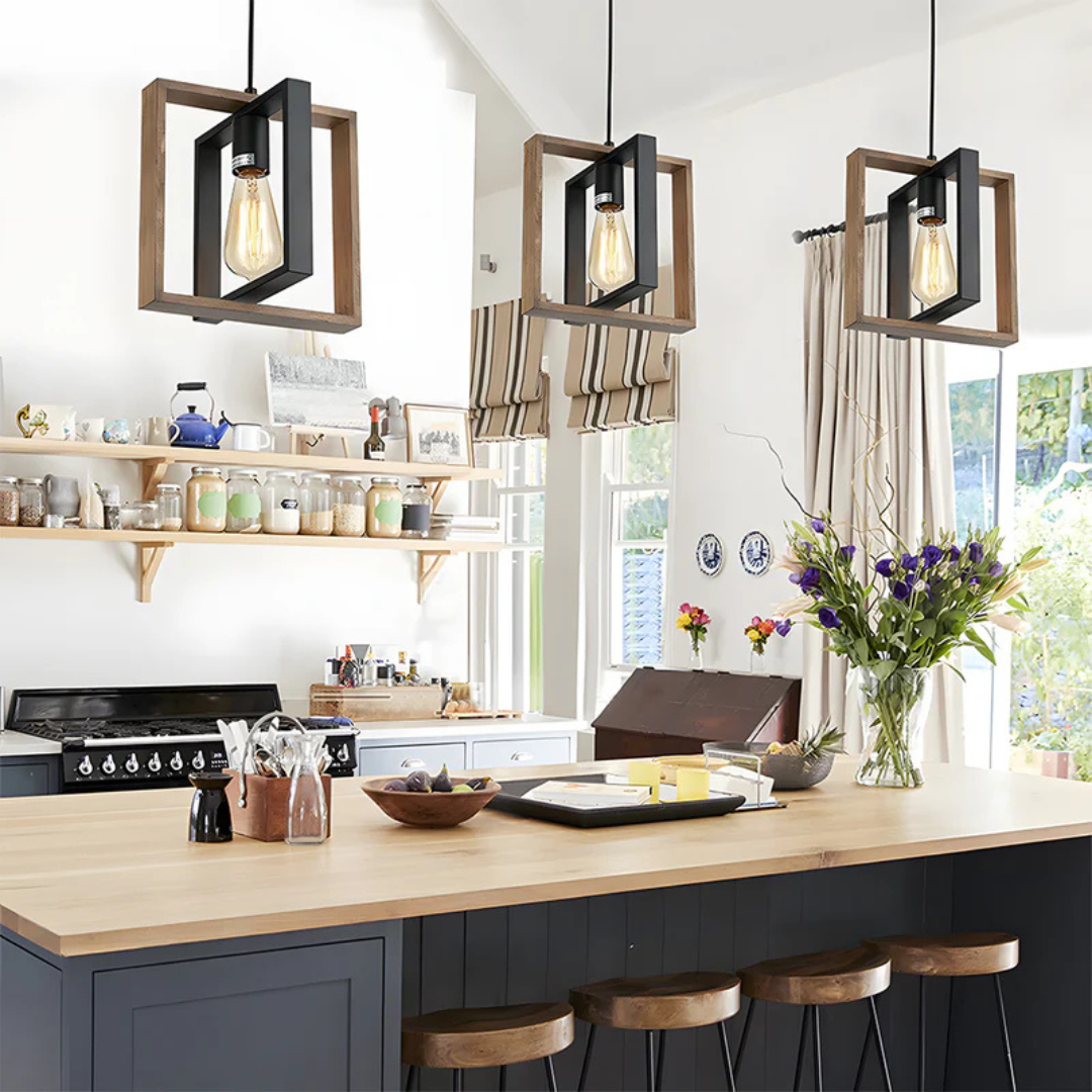 Pendant Light |  Farmhouse-style Framed Cube