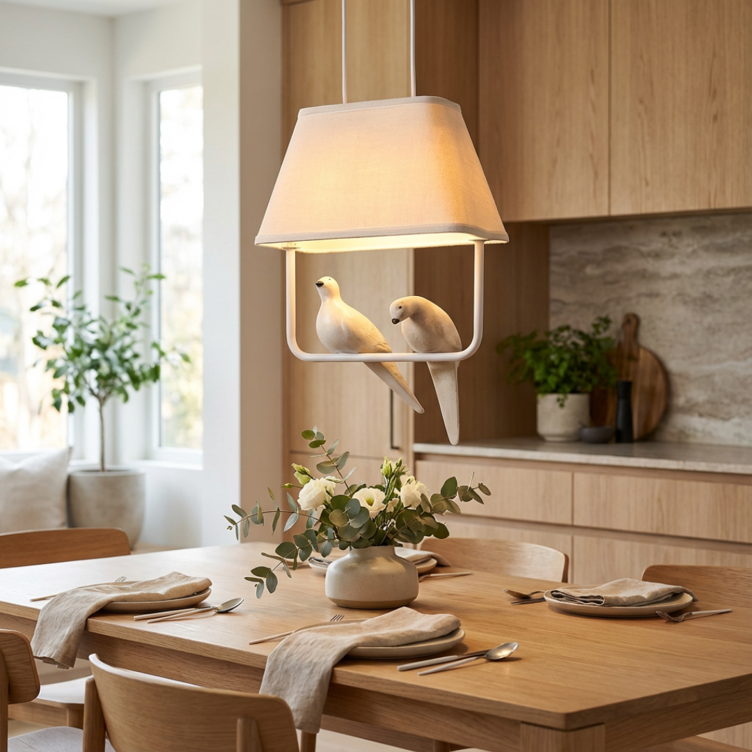 Pendant Light | Cage Frame with Bird Detail