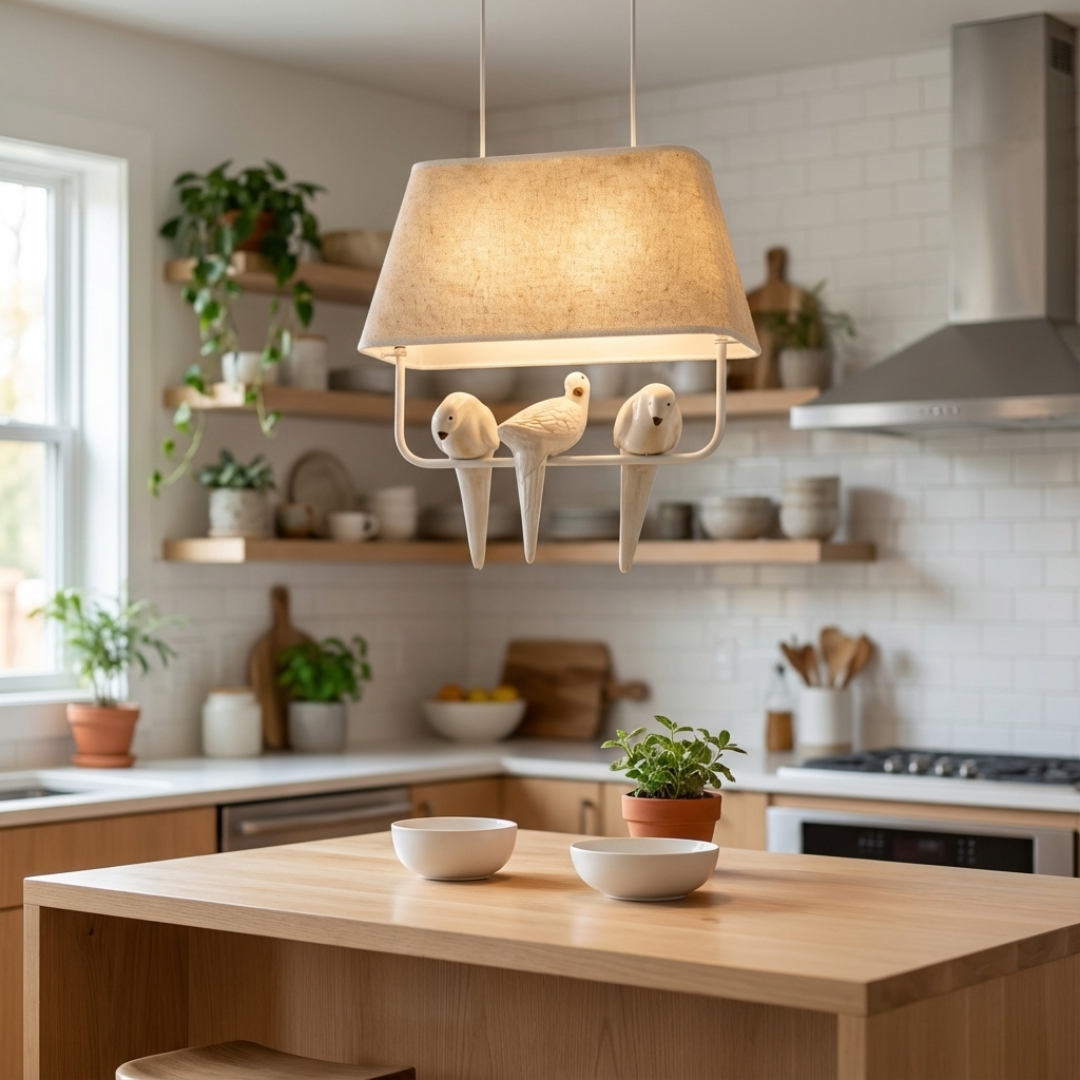 Pendant Light | Cage Frame with Bird Detail