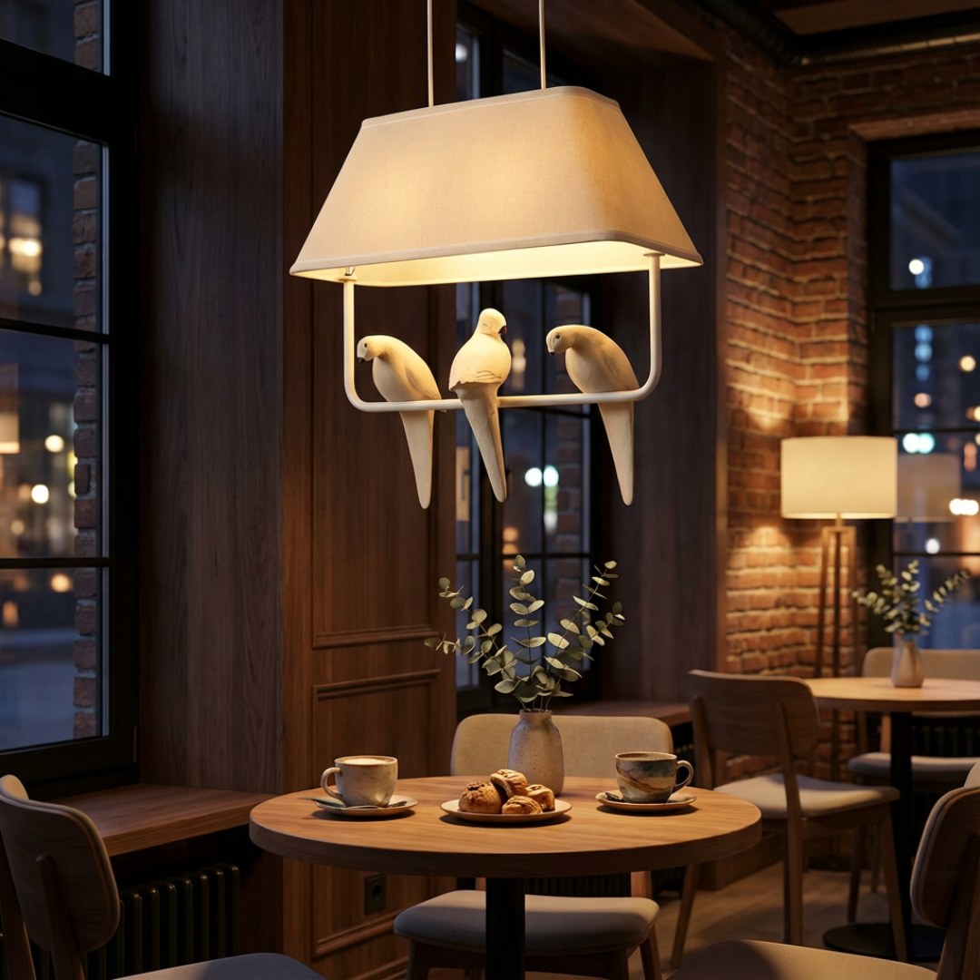 Pendant Light | Cage Frame with Bird Detail