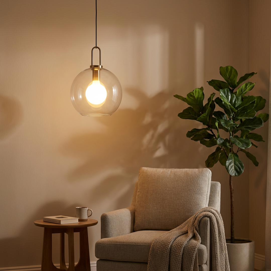 Pendant Light | Capsule Shape Transparent Glass Shade